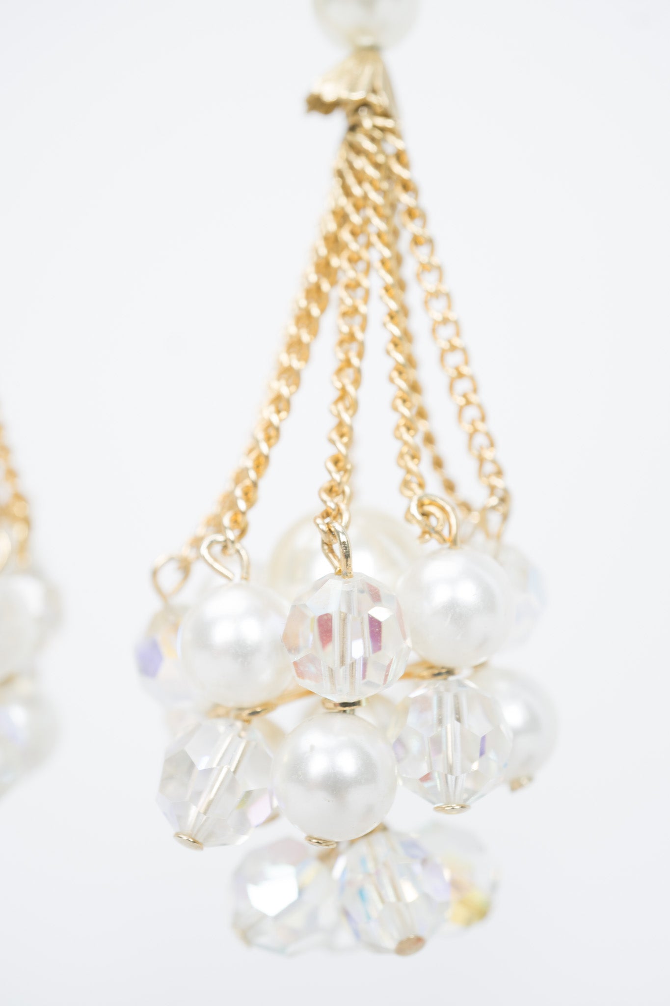 Vintage Unsigned Pearl Cluster Drop Earrings