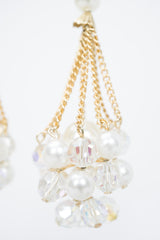 Vintage Unsigned Pearl Cluster Drop Earrings