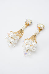 Vintage Unsigned Pearl Cluster Drop Earrings