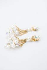 Vintage Unsigned Pearl Cluster Drop Earrings