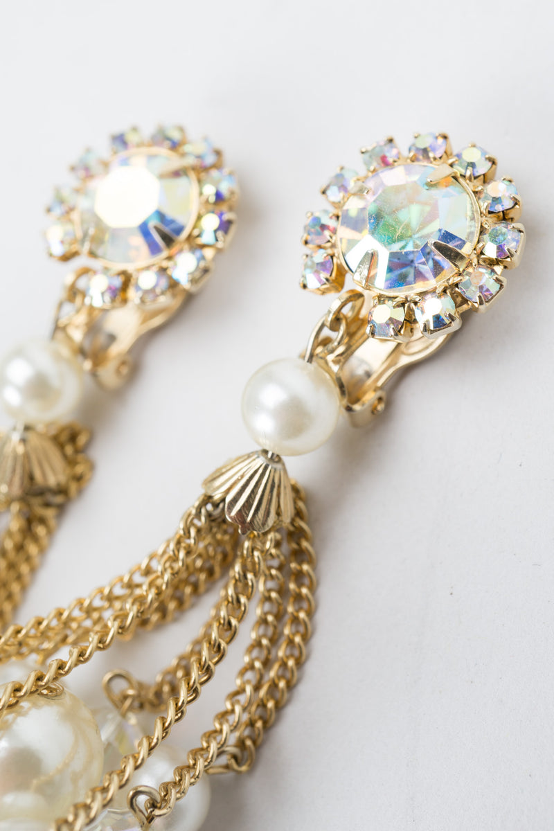 Vintage Unsigned Pearl Cluster Drop Earrings