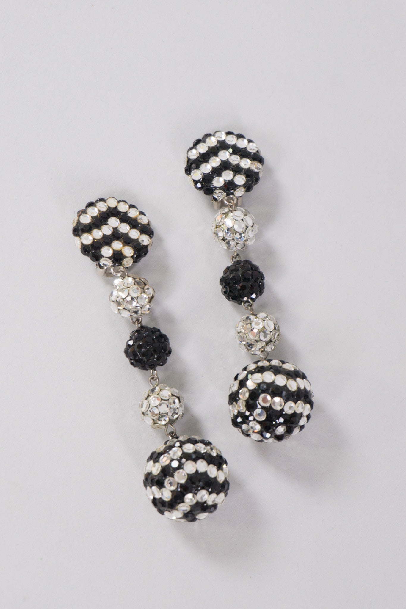 Chevron Rhinestone Ball Drop Earrings