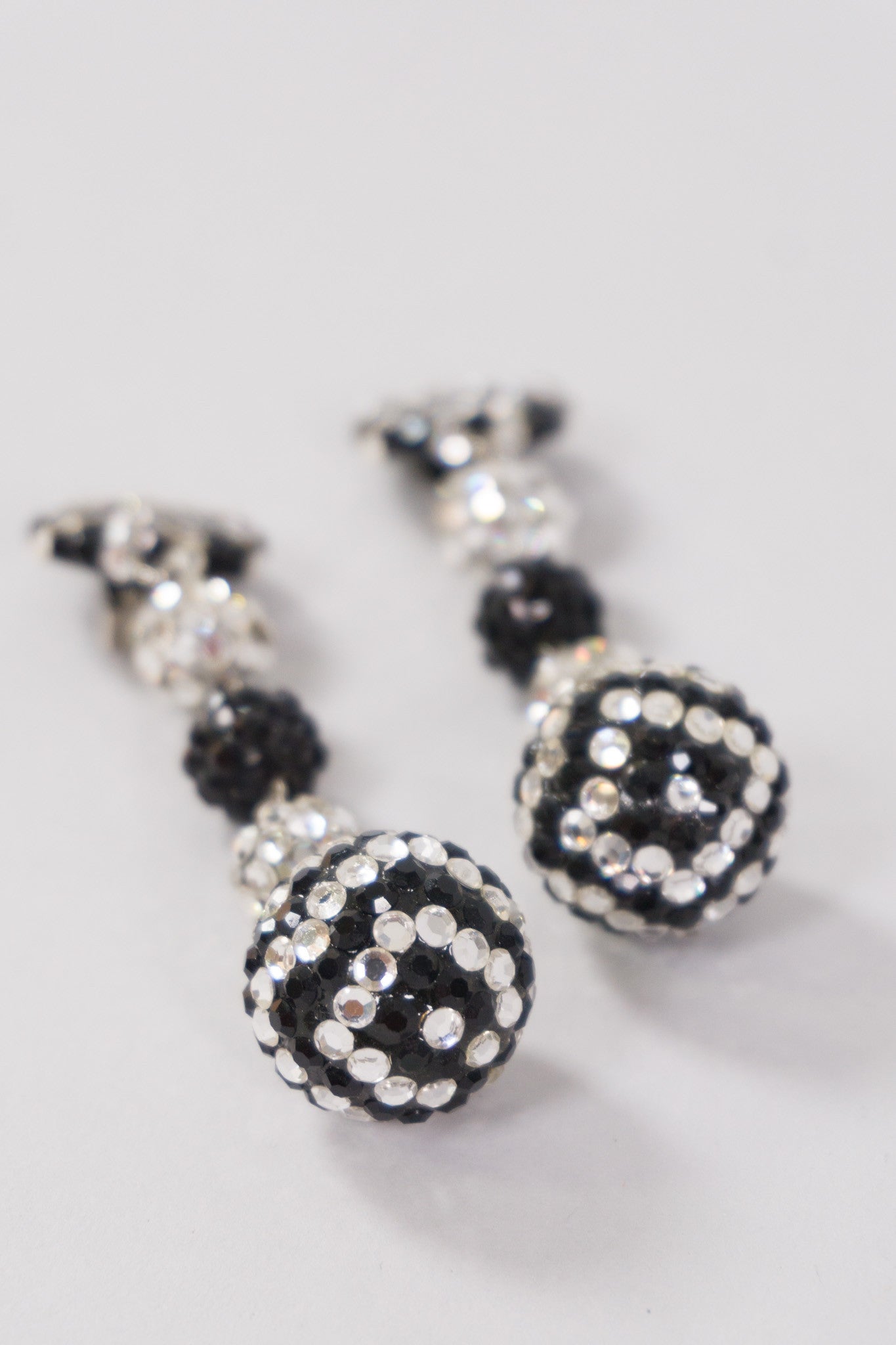 Chevron Rhinestone Ball Drop Earrings