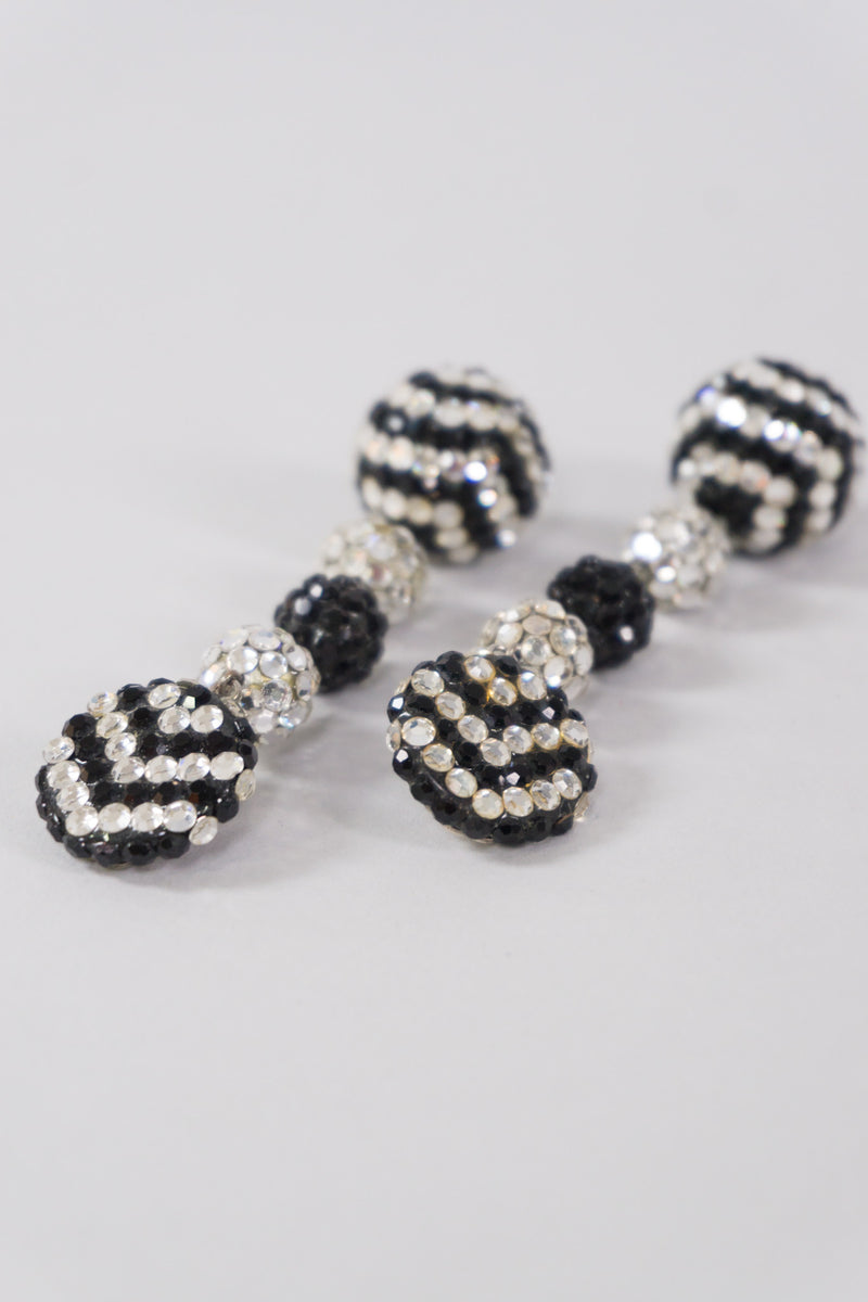 Chevron Rhinestone Ball Drop Earrings