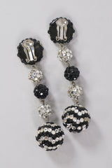 Chevron Rhinestone Ball Drop Earrings