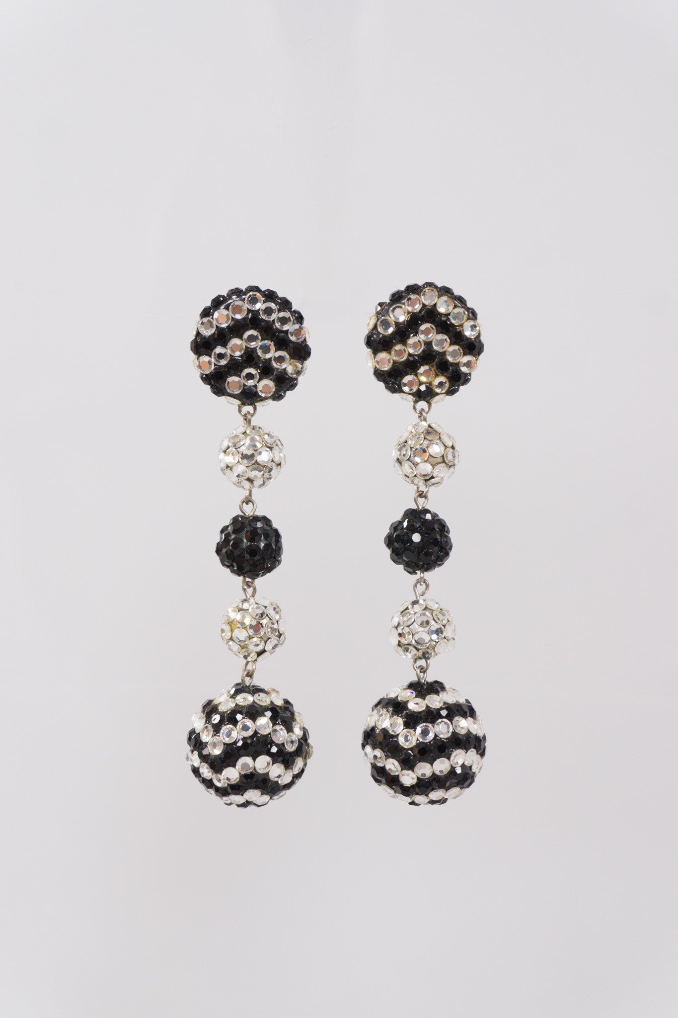 Chevron Rhinestone Ball Drop Earrings