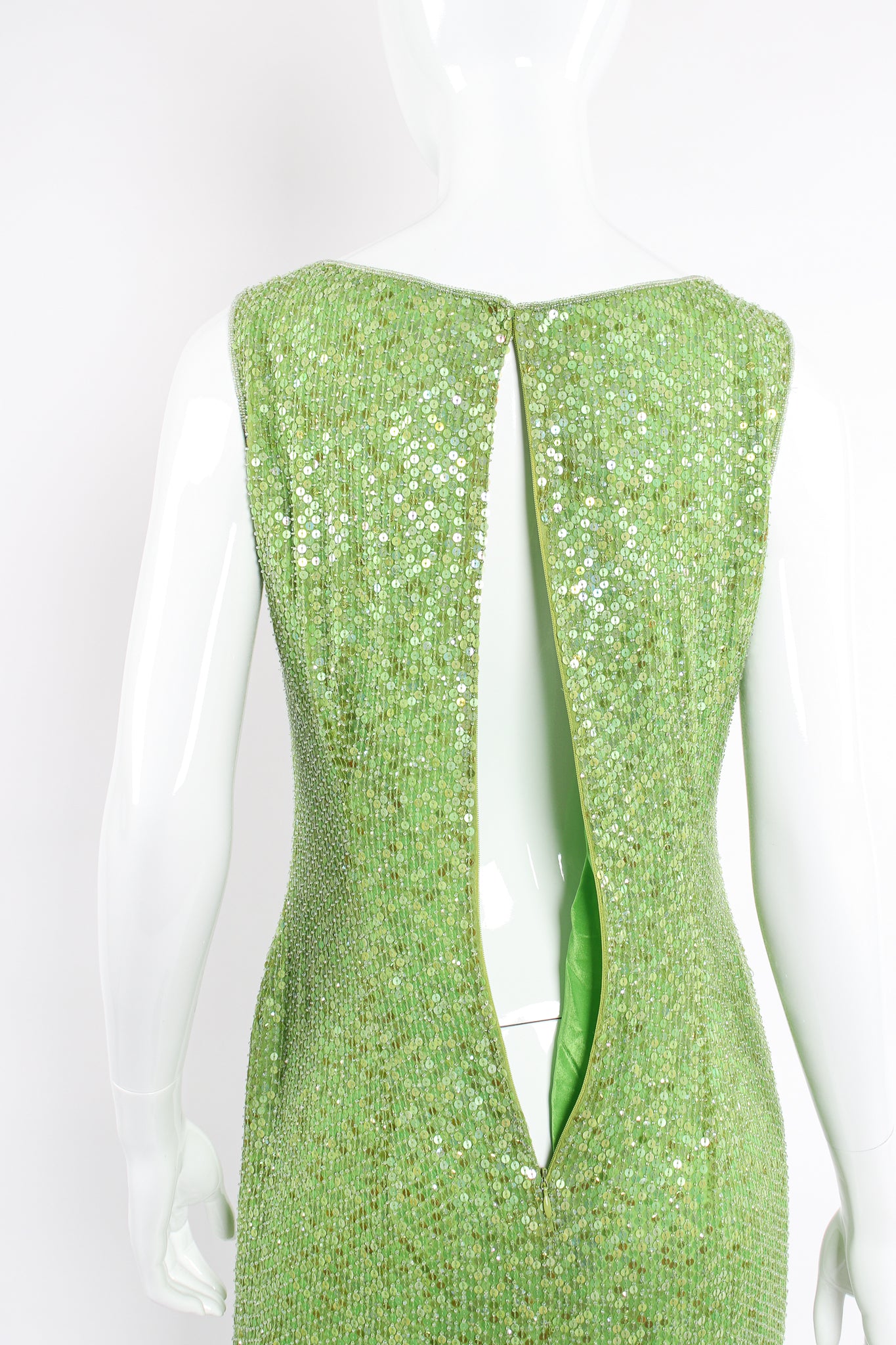 Vintage Lillie Rubin Riazee Iridescent Sequin Cocktail Sheath back zip at Recess LA