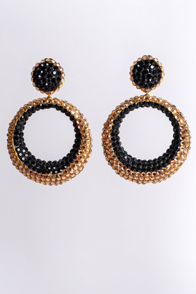 Two-Tone Rhinestone Hoop Earrings