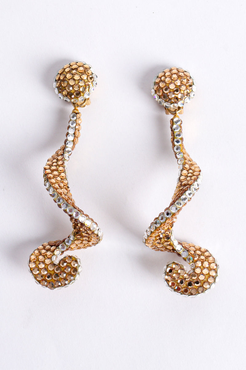 Vintage Richard Kerr Champagne Crystal Rhinestone Swirl Drop Earrings at Recess Los Angeles