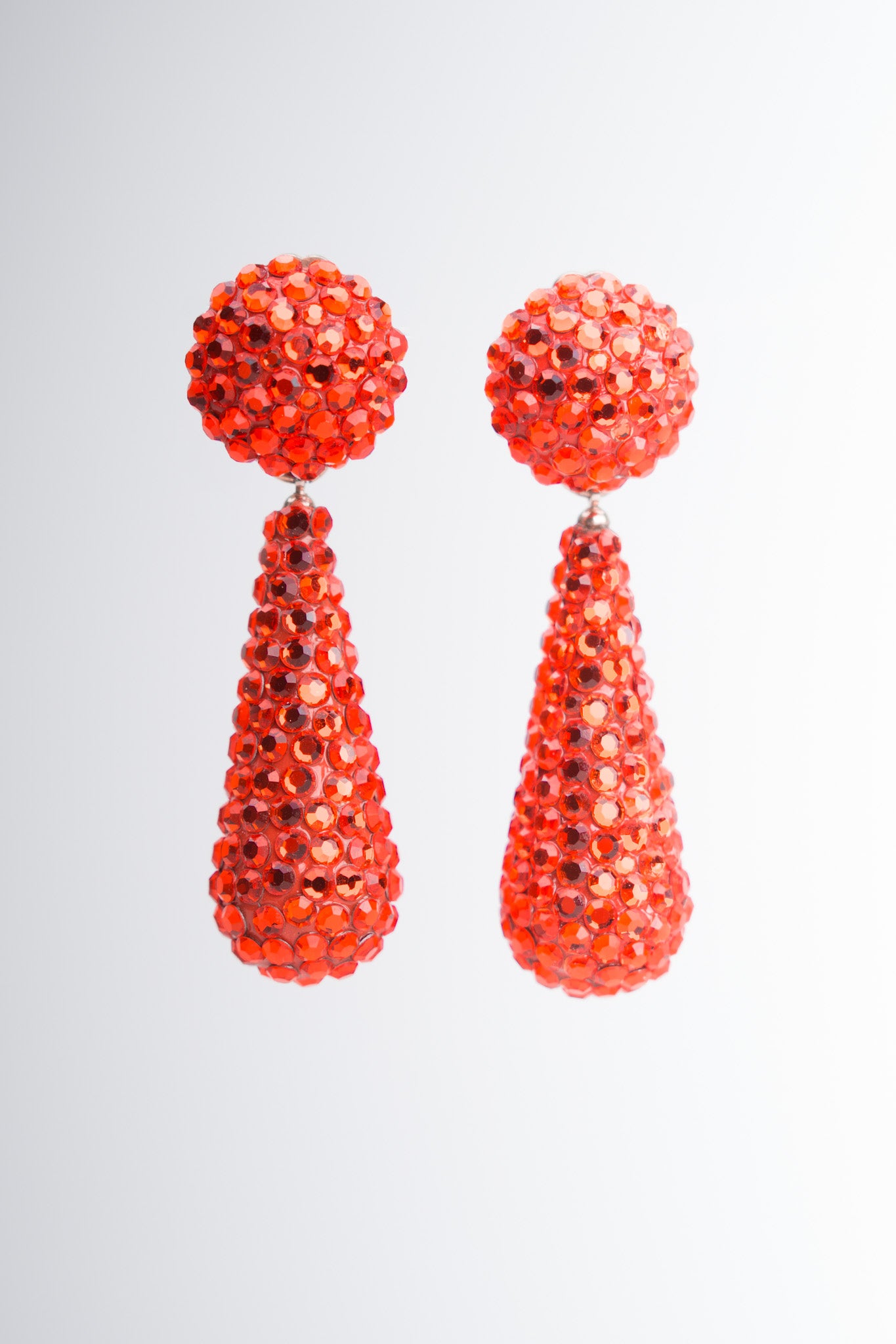 Richard Kerr Hot Cheeto Fire Crystal Rhinestone Drop Earrings