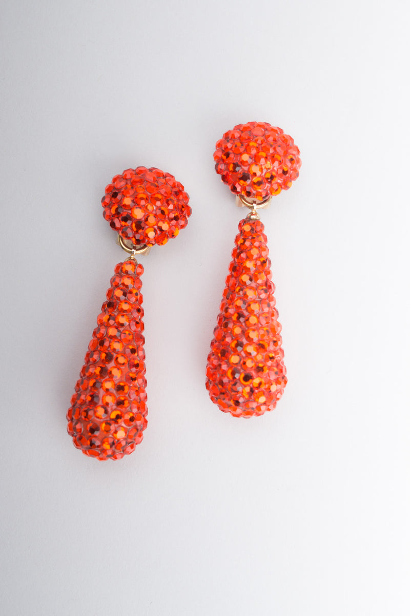 Richard Kerr Hot Cheeto Fire Crystal Rhinestone Drop Earrings