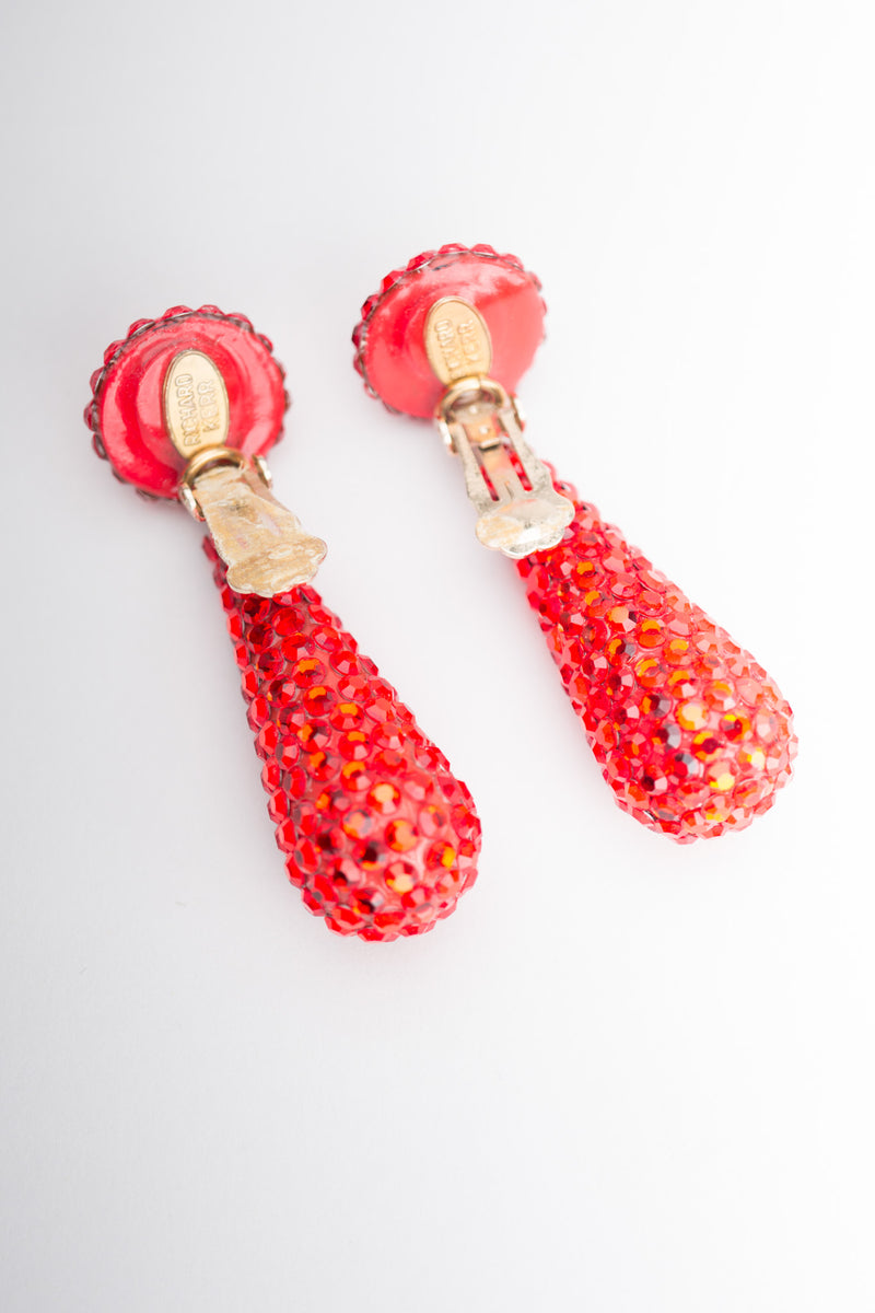 Richard Kerr Hot Cheeto Fire Crystal Rhinestone Drop Earrings