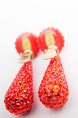 Richard Kerr Hot Cheeto Fire Crystal Rhinestone Drop Earrings