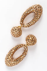 Vintage Richard Kerr Rhinestone Oval Drop Earrings diagonal flat @ Recess Los Angeles