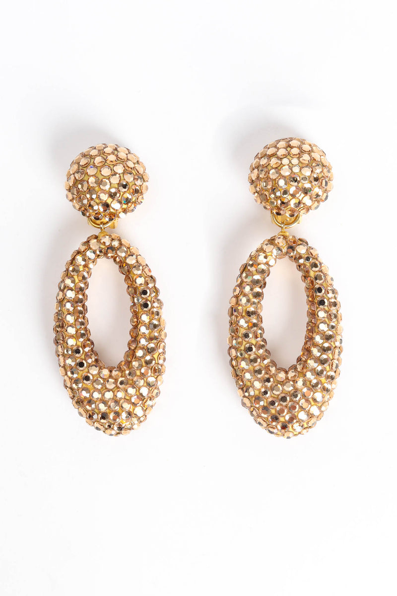 Vintage Richard Kerr Rhinestone Oval Drop Earrings front flat @ Recess Los Angeles