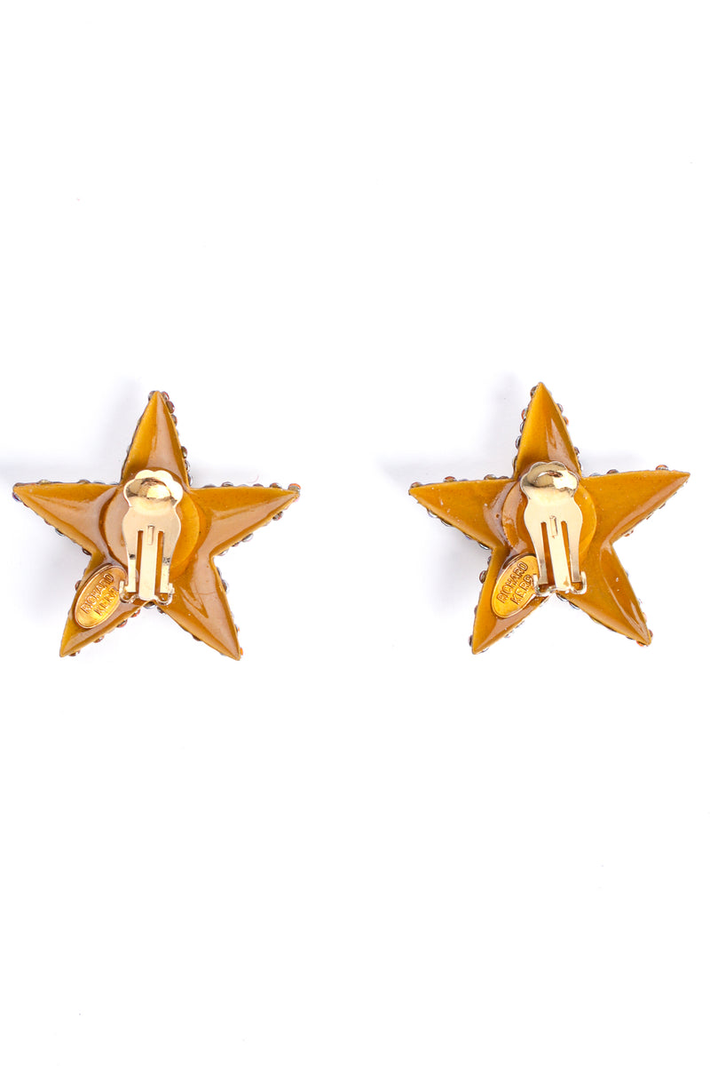 Vintage Richard Kerr Iridescent Crystal Shining Star Earrings backside at Recess Los Angeles