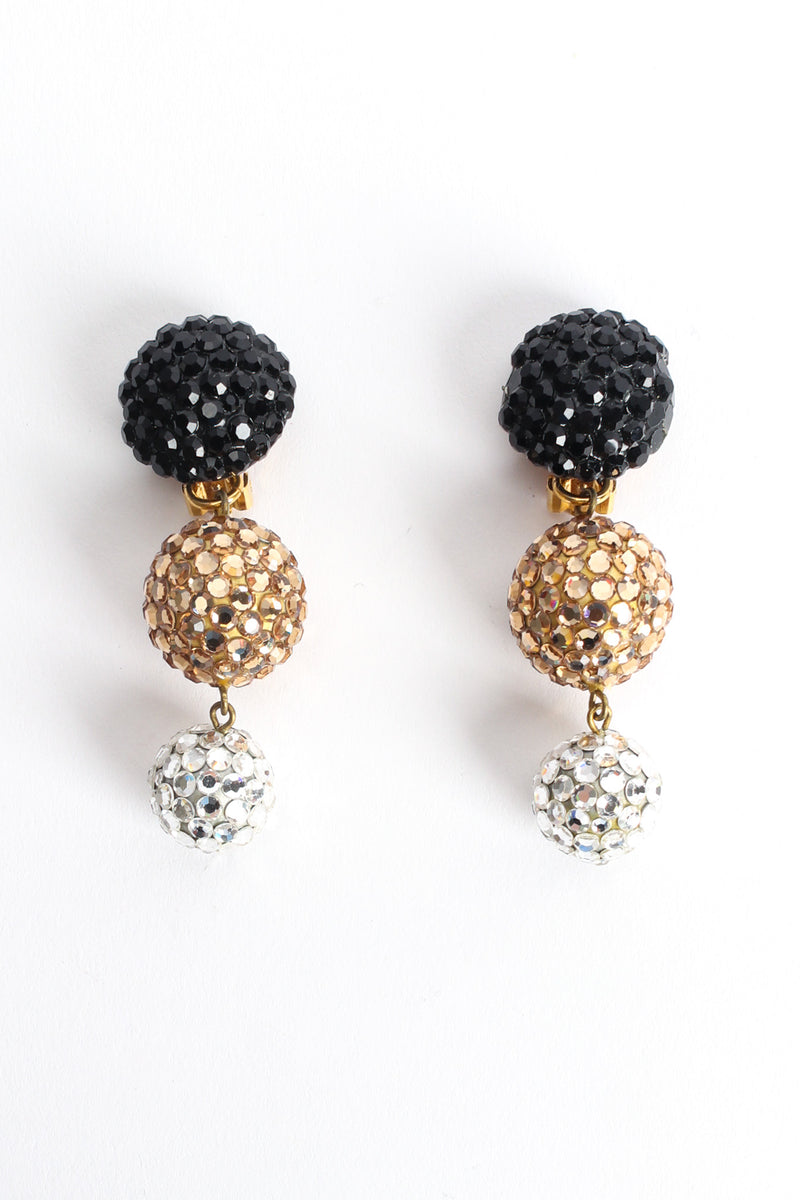 Vintage Triple Rhinestone Drop Earrings front flat @ Recess Los Angeles