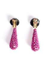 Vintage Richard Kerr Signature Fuchsia Rhinestone Drop Earrings backside at Recess Los Angeles