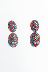 Vintage Richard Kerr Rainbow Oval Egg Drop Earrings front hang @ Recess LA