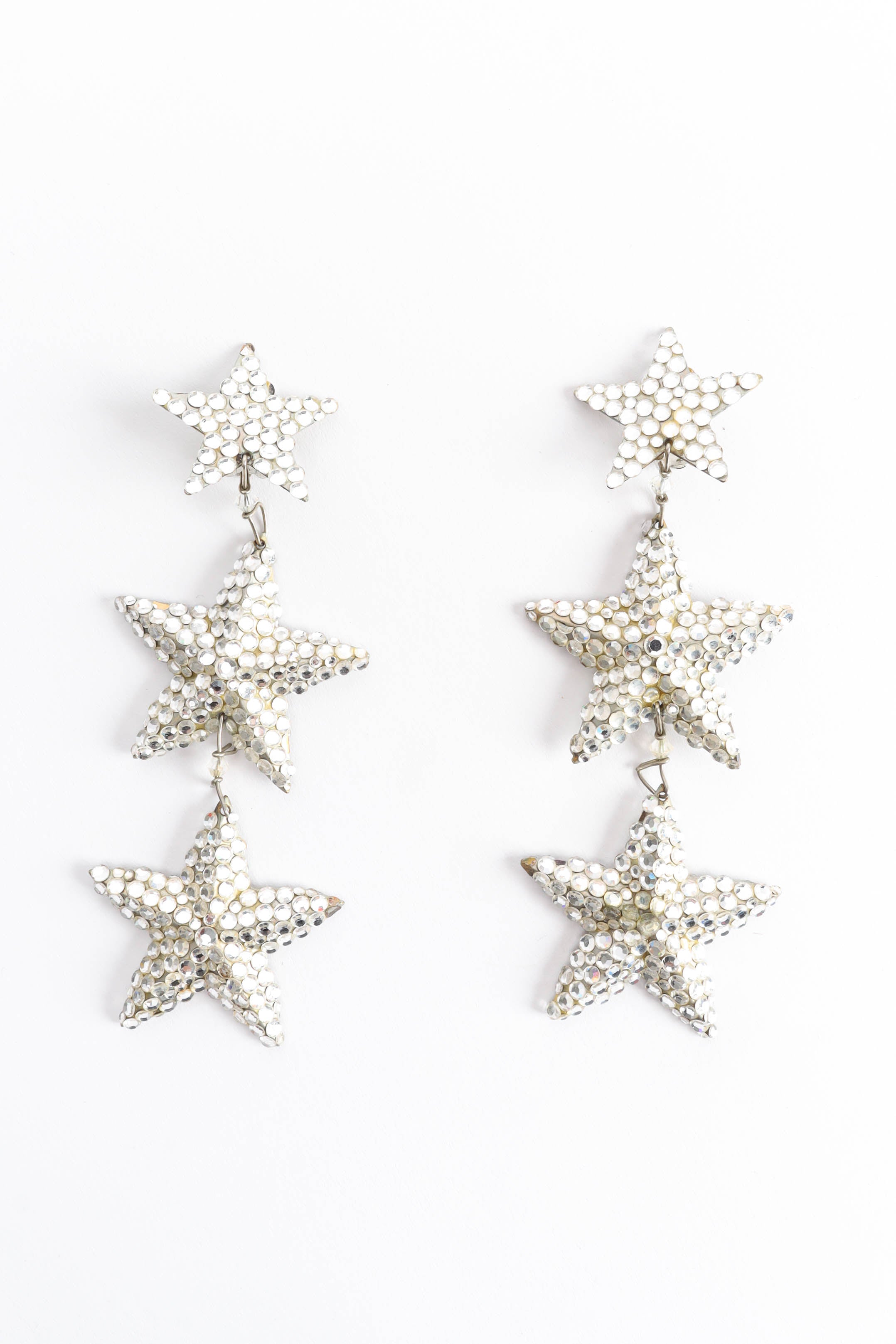 Vintage Richard Kerr Triple Star Chandelier Earrings flat @ Recess Los Angeles