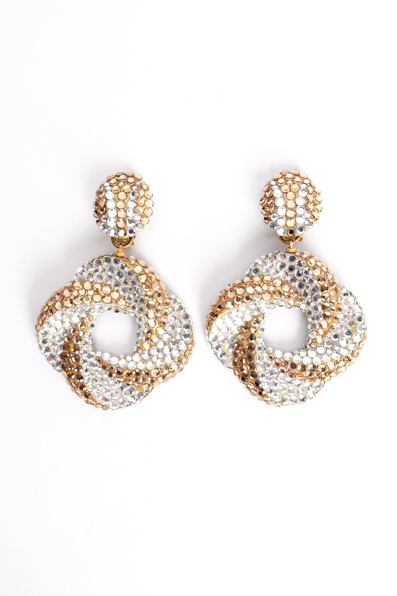 Vintage Richard Kerr Champagne Crystal Swirl Hoop Earrings at Recess Los Angeles