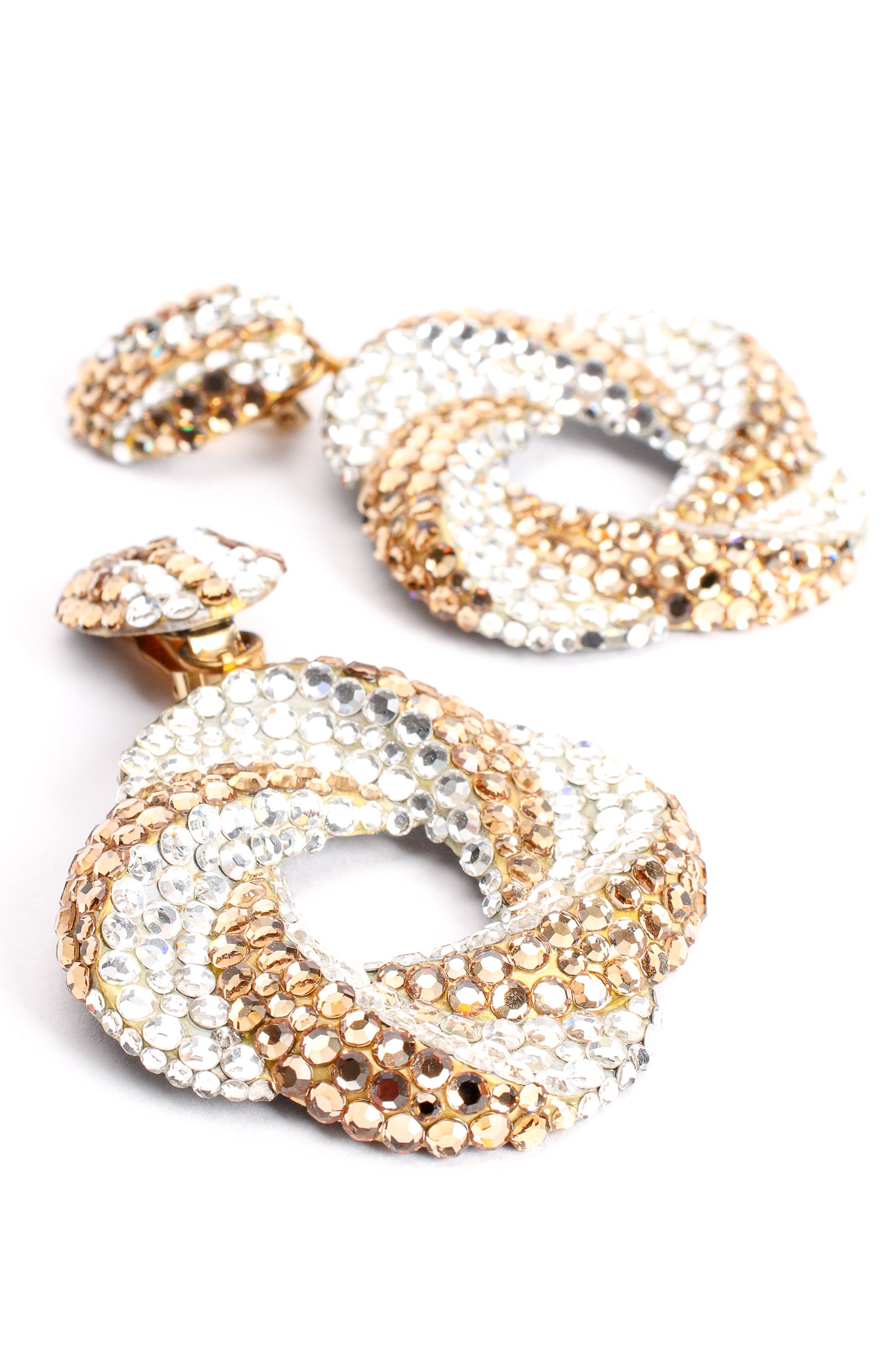 Vintage Richard Kerr Champagne Crystal Swirl Hoop Earrings at Recess Los Angeles