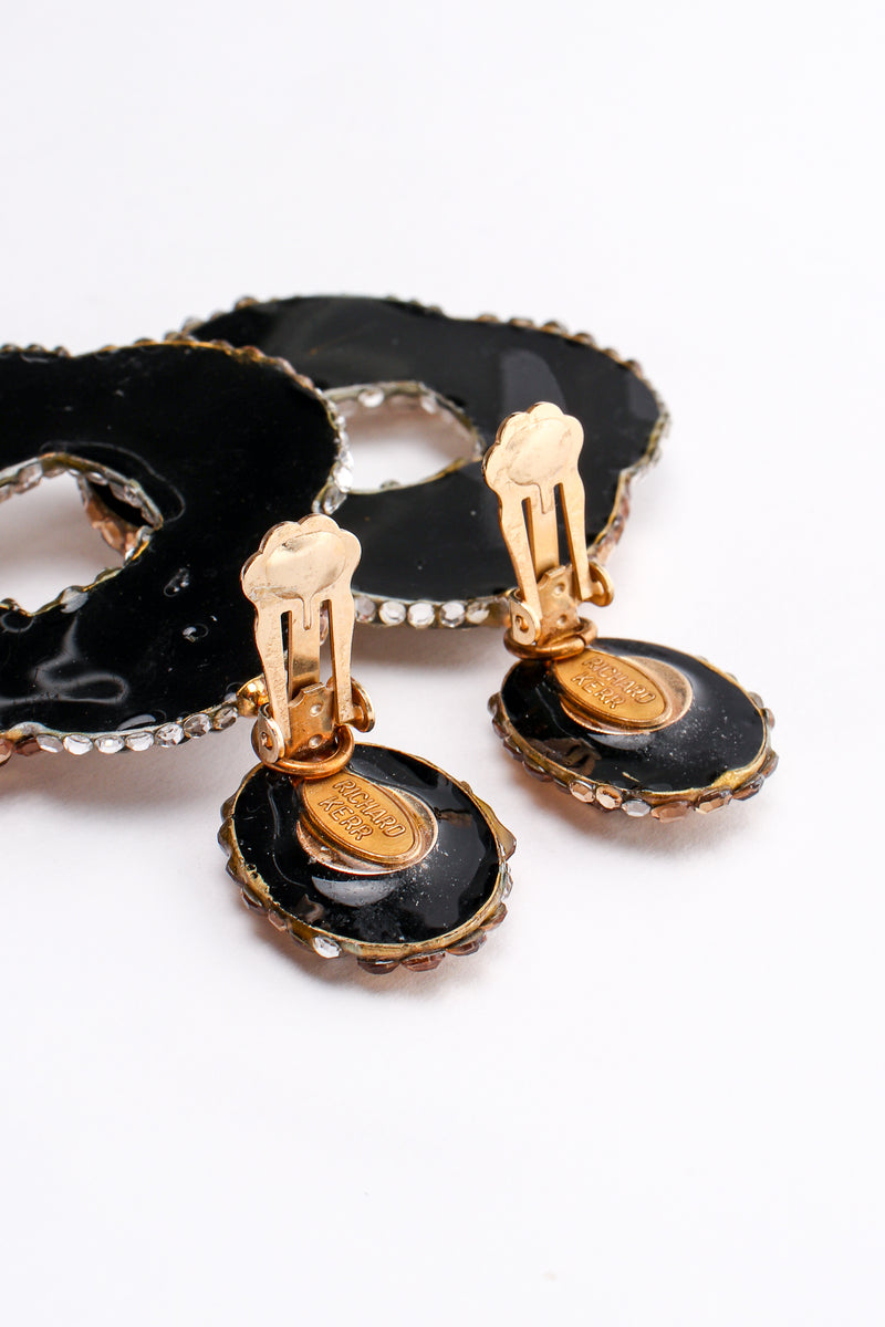 Vintage Richard Kerr Champagne Crystal Swirl Hoop Earrings clip back at Recess Los Angeles