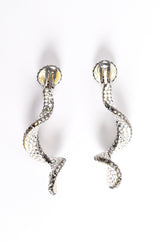 Vintage Richard Kerr Crystal Rhinestone Swirl Drop Earrings backside at Recess Los Angeles