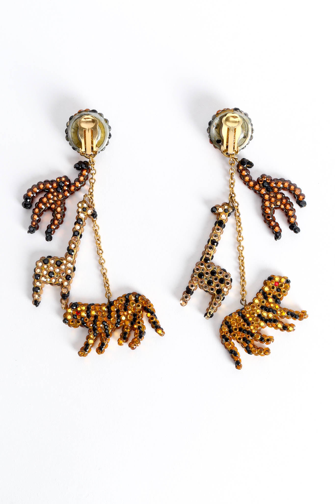 Vintage Richard Kerr Safari Animal Rhinestone Earrings back/clip on closed @ Recess Los Angeles