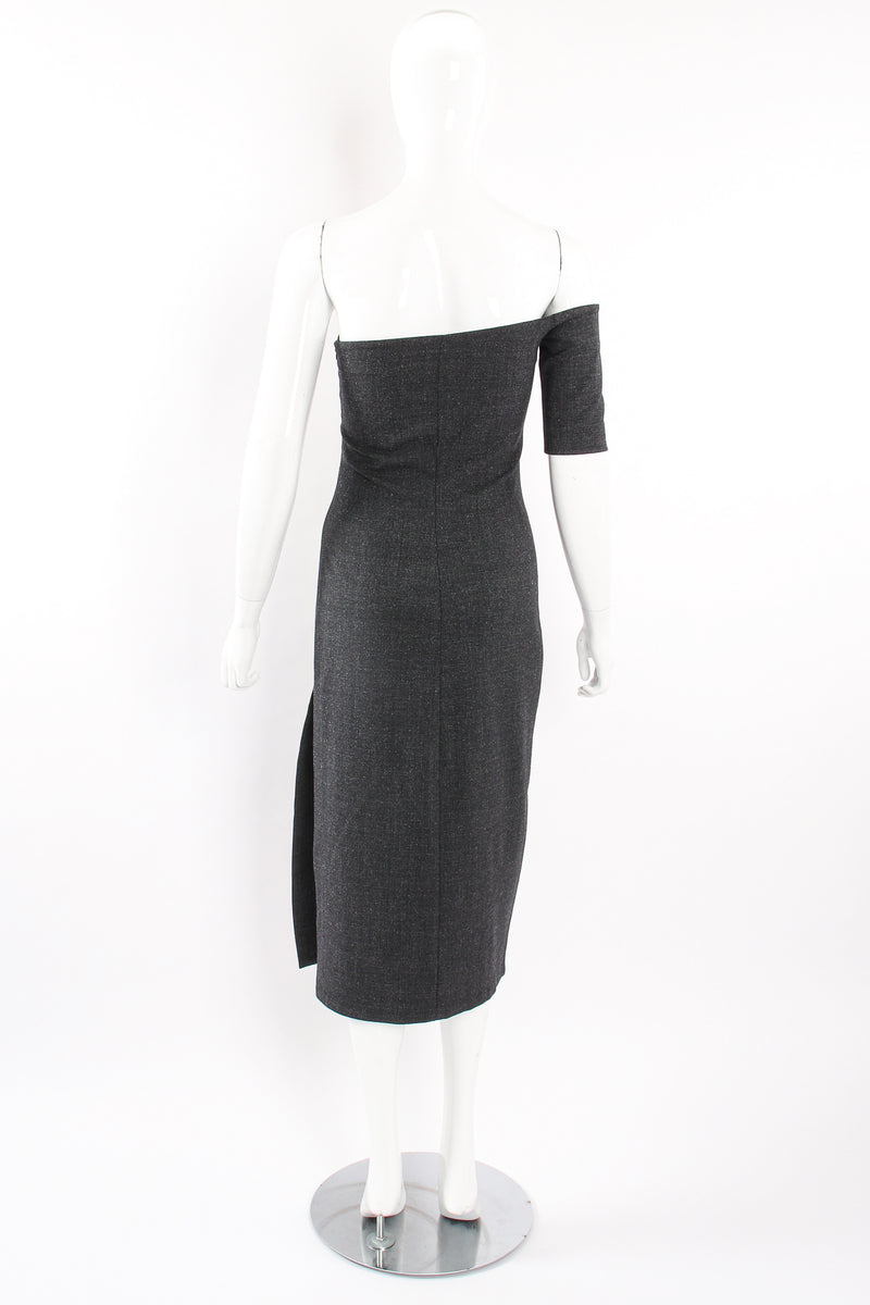 Vintage Richard Tyler Single Sleeve Cocktail Sheath Dress on Mannequin Back at Recess Los Angeles