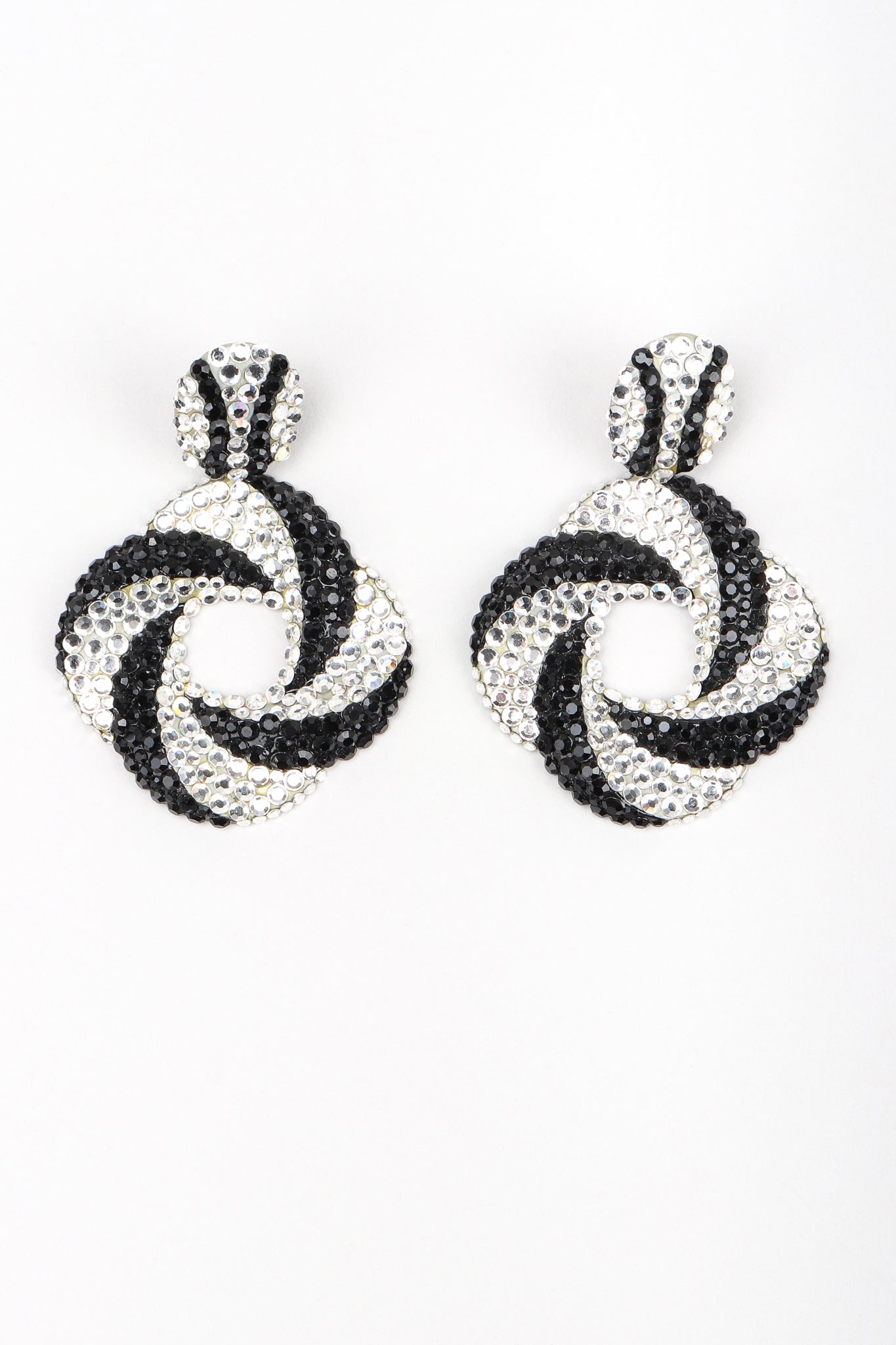 Recess Los Angeles Designer Consignment Vintage Richard Kerr Rhinestone Crystal Swirl Hoop Earrings