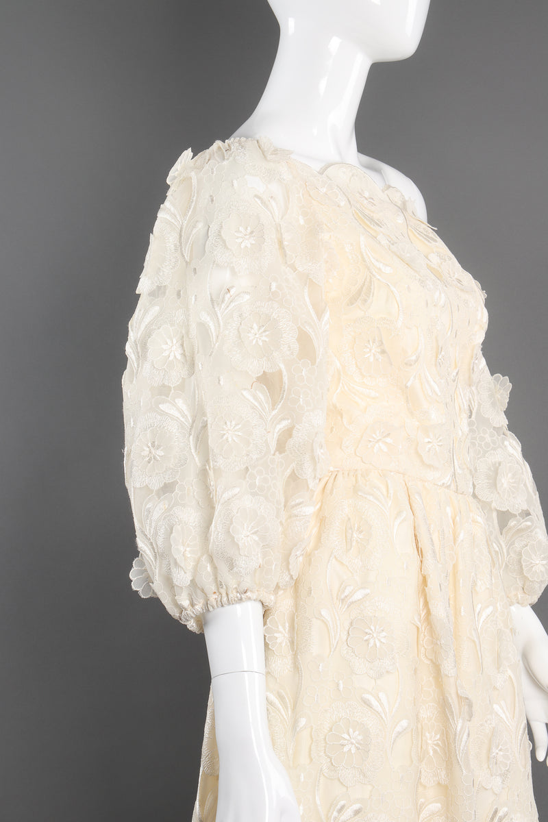 Vintage Richilene Embroidered Lace Balloon Sleeve Dress on Mannequin sleeve at Recess Los Angeles