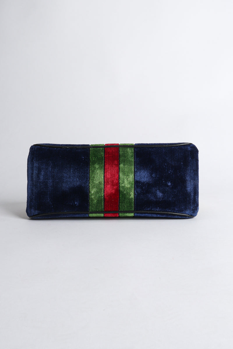 Vintage Roberta di Camerino Navy Stripe Velvet Frame Handbag Bottom at Recess Los Angeles