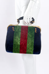 Vintage Roberta di Camerino Block-Striped Velvet Frame Bag on mannequin at Recess Los Angeles