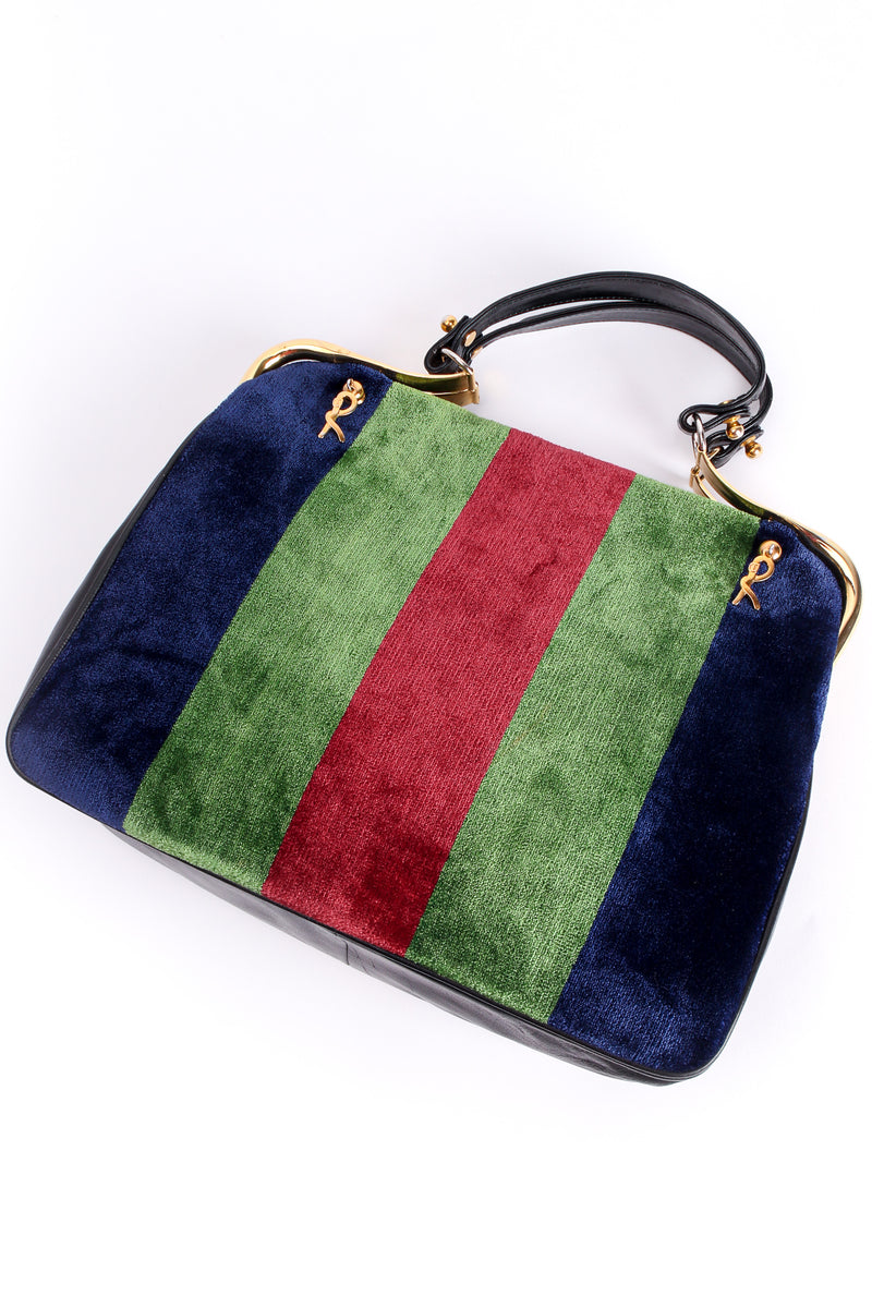 Vintage Roberta di Camerino Block-Striped Velvet Frame Bag front at Recess Los Angeles