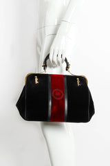 Vintage Roberta Di Camerino Velvet Stripe Frame Bag mannequin front  @ Recess Los Angeles