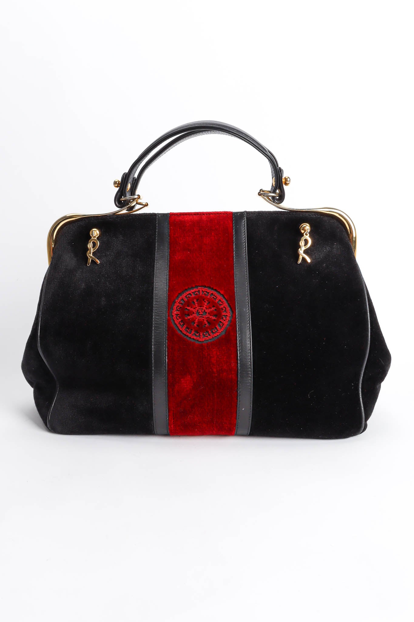 Vintage Roberta Di Camerino Velvet Stripe Frame Bag front @ Recess Los Angeles