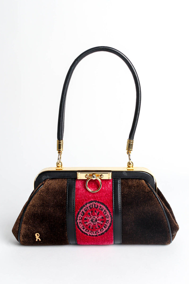 Vintage Roberta Di Camerino 1990s Mini Velvet Baguette Bag front @ Recess Los Angeles