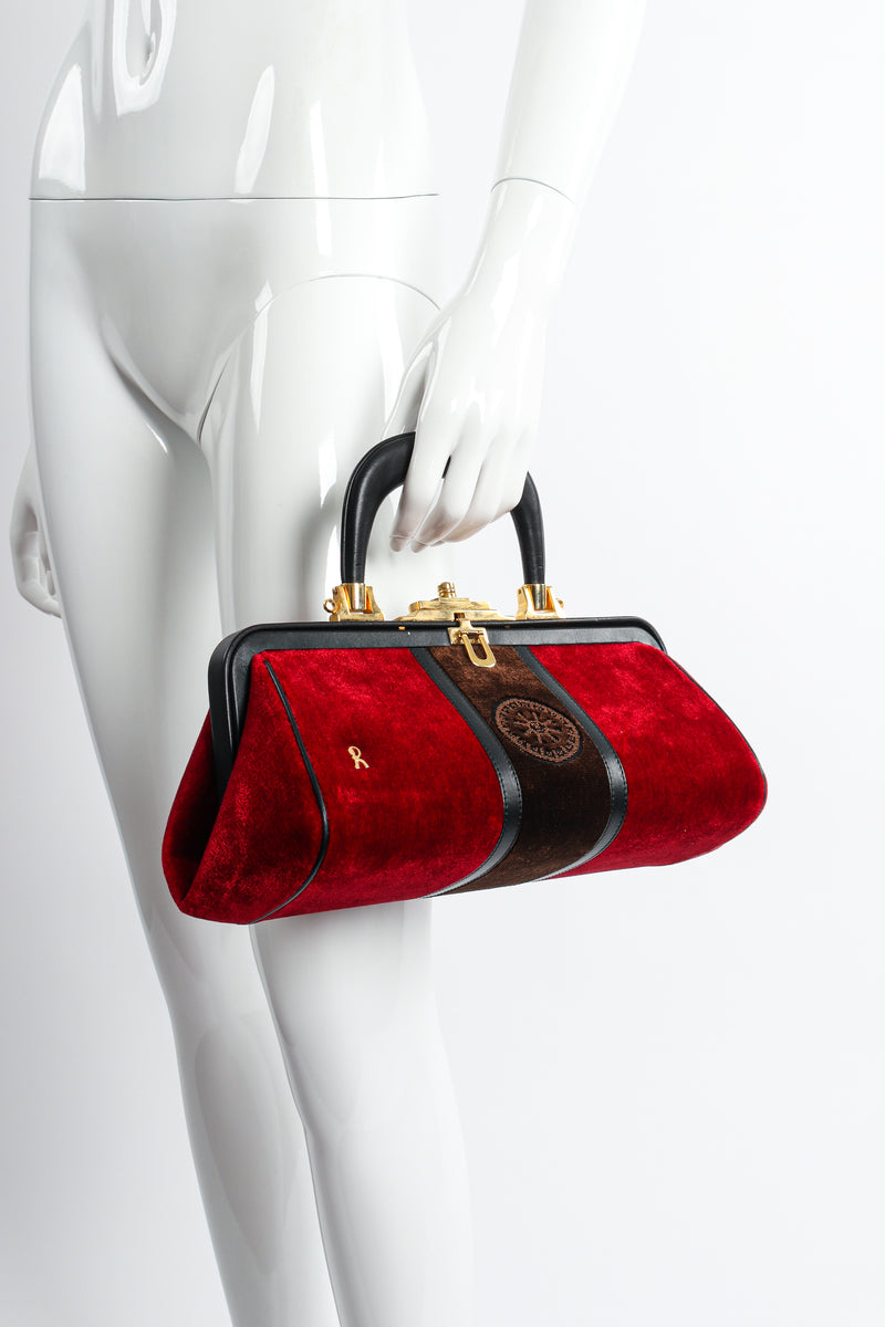 Roberta di Camerino Velvet Stripe Doctor Bagonghi Bag on Mannequin at Recess LA