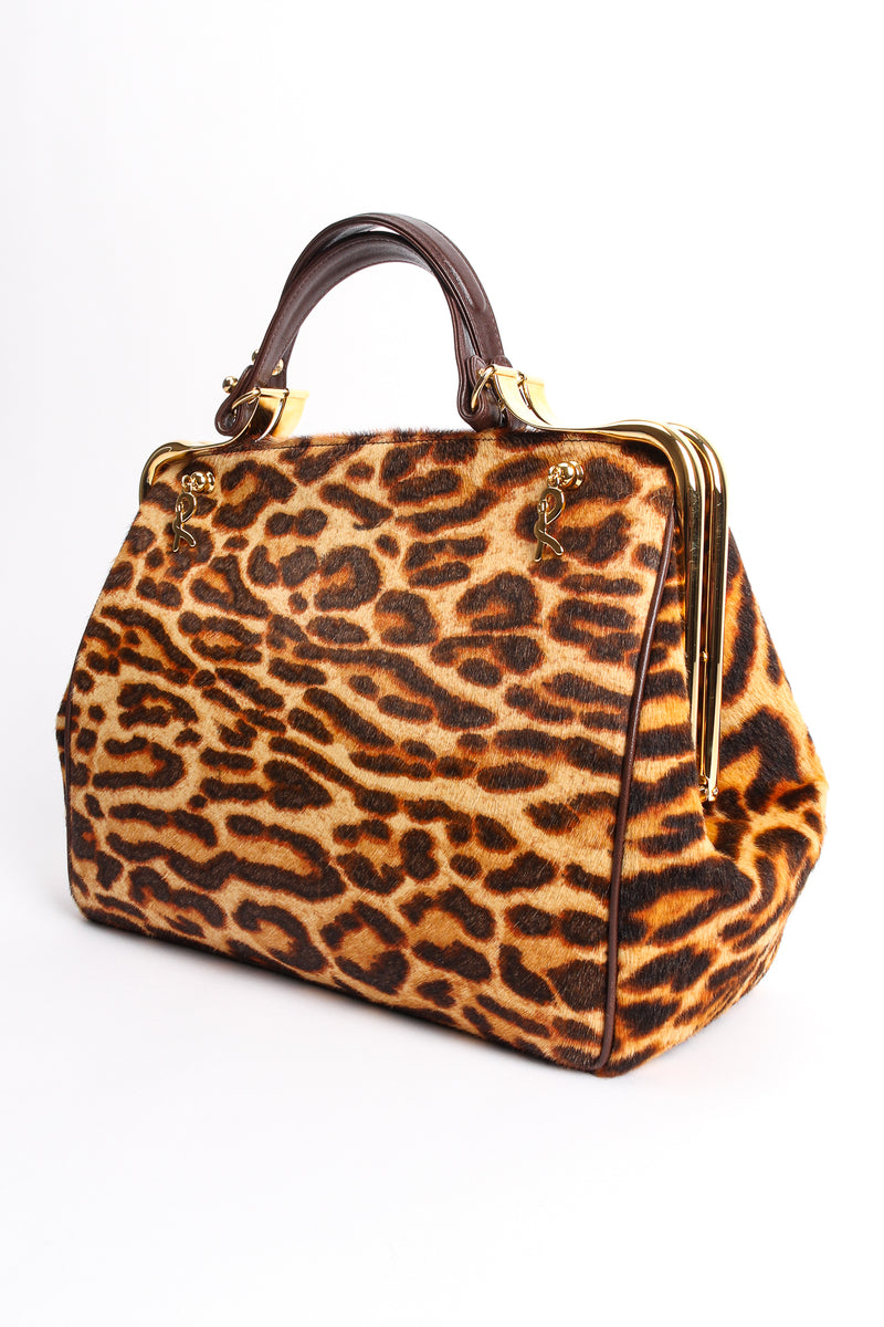 Vintage Roberta di Camerino Leopard Pony Hair Frame Handbag angle at Recess Los Angeles