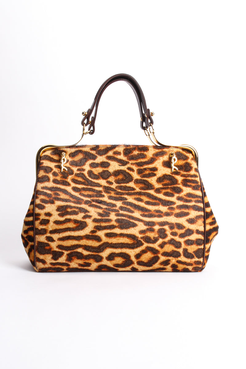 Vintage Roberta di Camerino Leopard Pony Hair Frame Handbag front at Recess Los Angeles