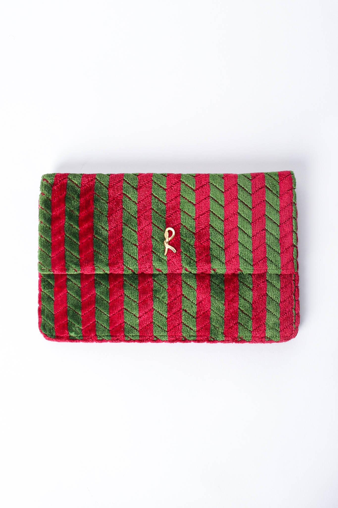 Vintage Roberta di Camerino Striped Velvet Clutch Bag front at Recess Los Angeles