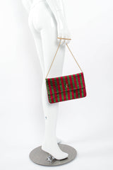 Vintage Roberta di Camerino Striped Velvet Clutch Bag on mannequin at Recess Los Angeles