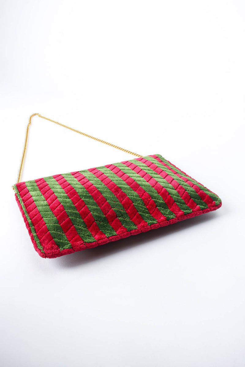 Vintage Roberta di Camerino Striped Velvet Clutch Bag bottom  at Recess Los Angeles