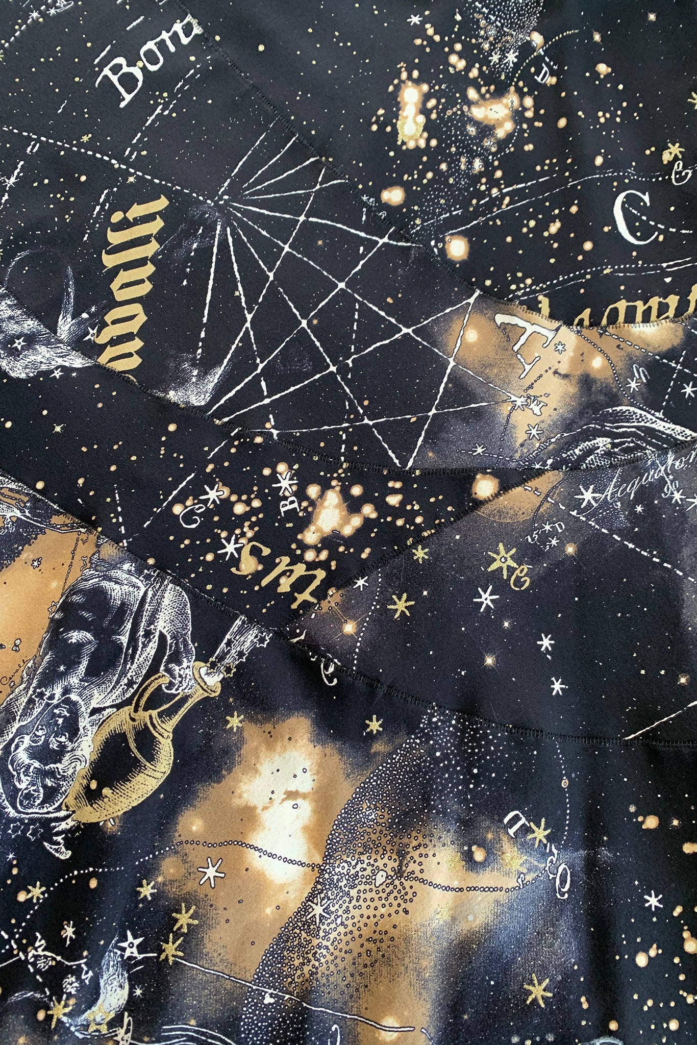 Vintage Roberto Cavalli Astrological Stars Halter Gown fabric detail at Recess LA