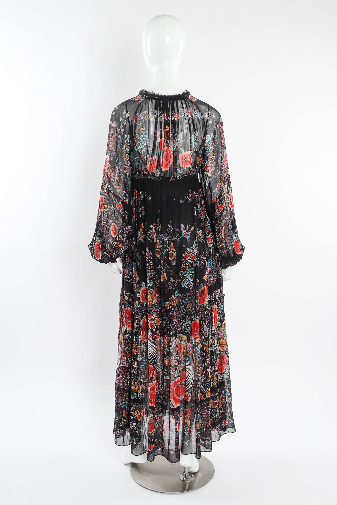 Vintage Roberto Cavalli Floral Mesh Peasant Dress mannequin back @ Recess Los Angeles