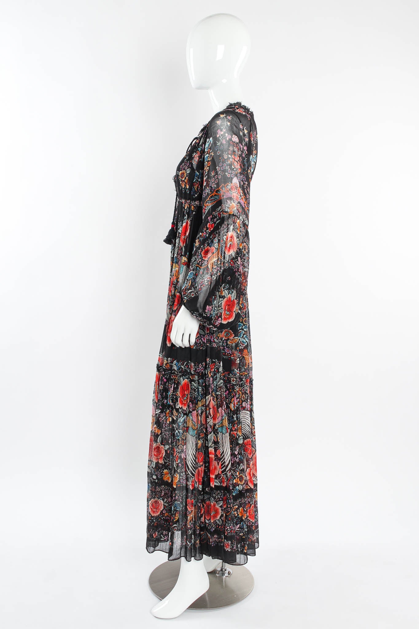 Vintage Roberto Cavalli Floral Mesh Peasant Dress mannequin side @ Recess Los Angeles