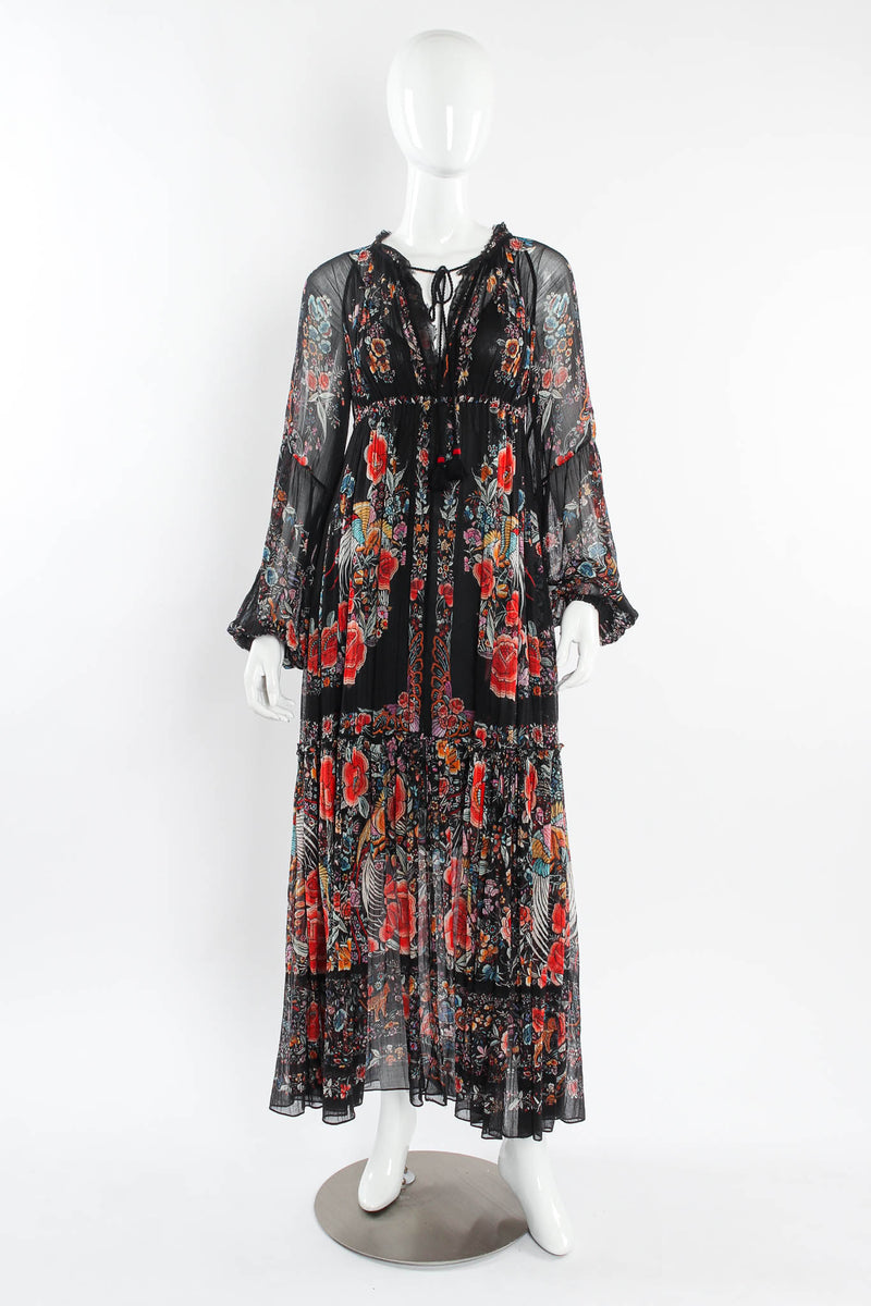 Vintage Roberto Cavalli Floral Mesh Peasant Dress mannequin front @ Recess Los Angeles