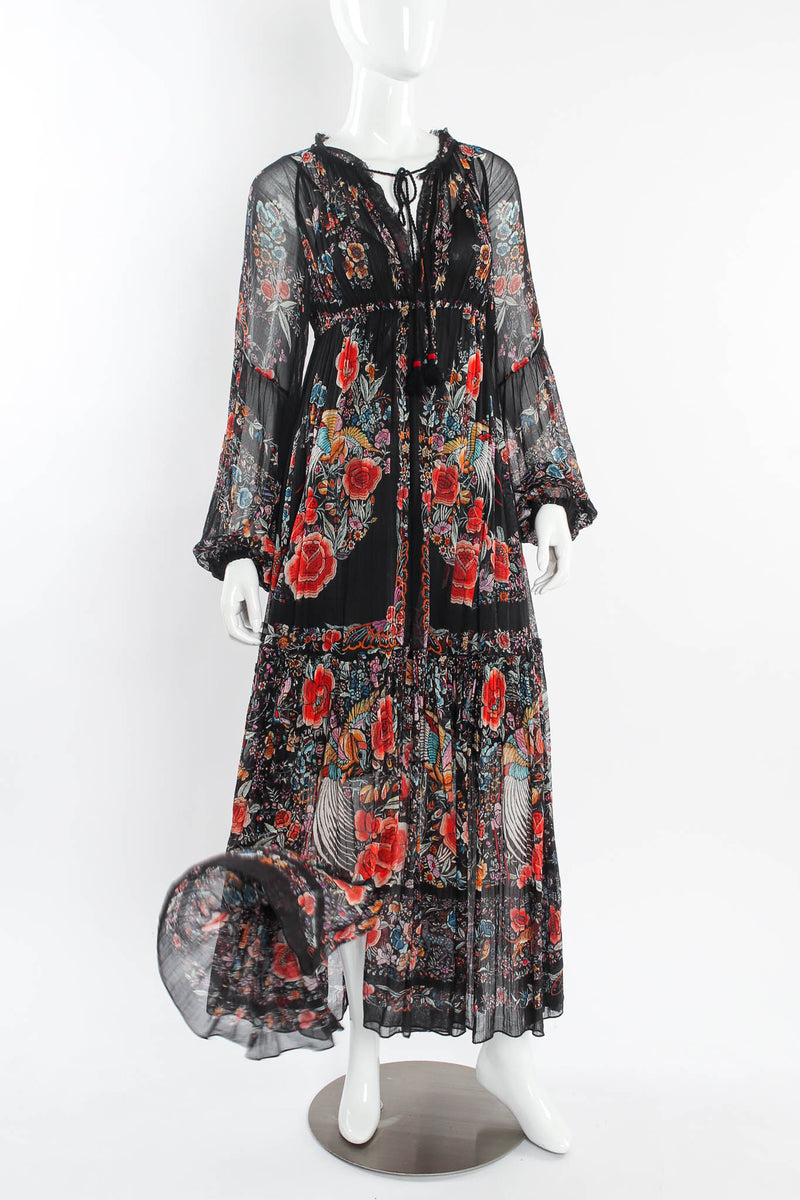 Piano Shawl Floral Peasant Dress