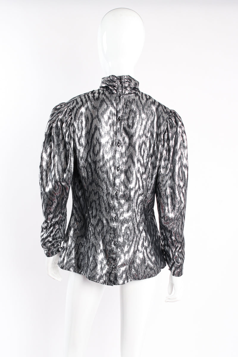 Vintage Roberto Fabris Metallic Ikat Swirl Blouse on Mannequin back at Recess Los Angeles